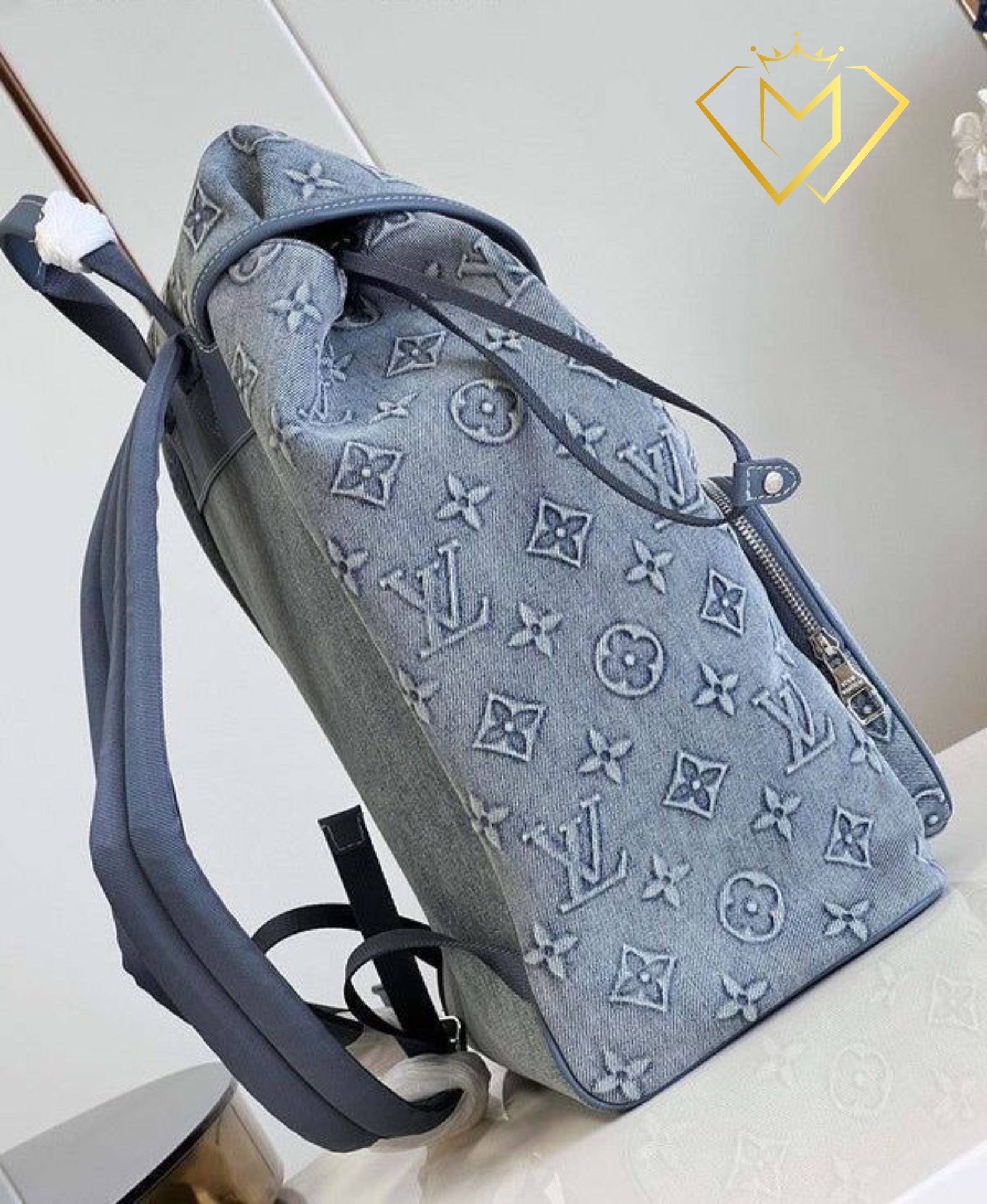 Montsouris Backpack Washed Monogram Denim GM