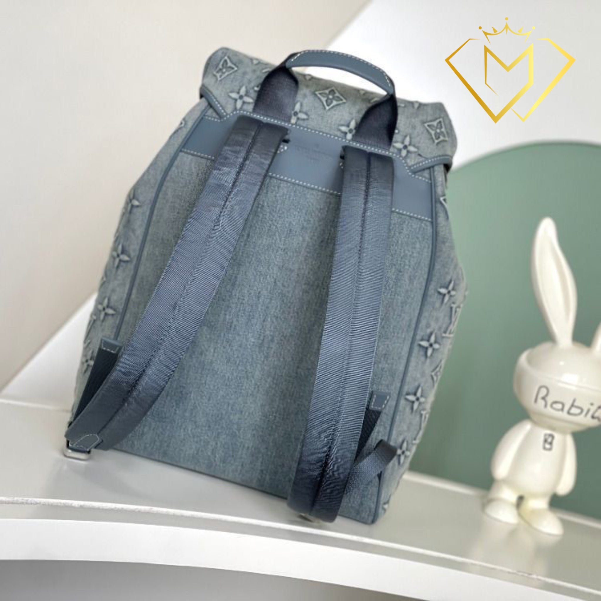 Montsouris Backpack Washed Monogram Denim GM